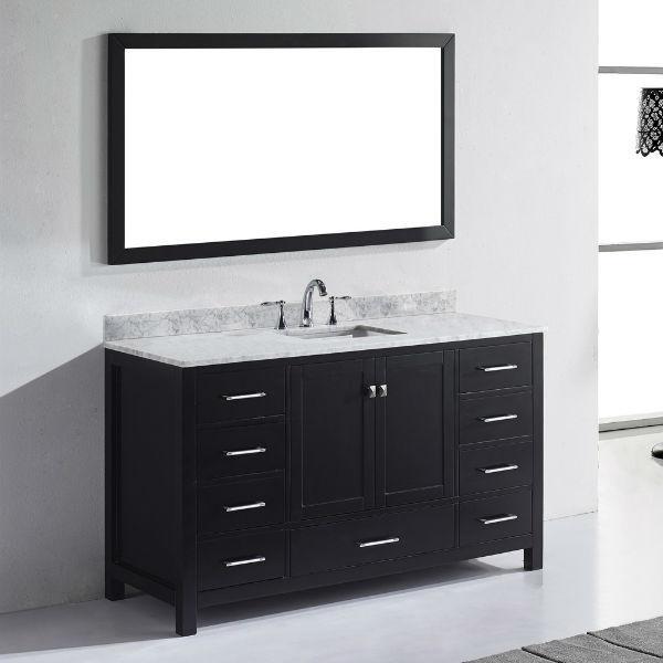 Virtu Caroline Avenue 60" Espresso Single Bathroom Vanity w/ White Top GS-50060 GS-50060-WMRO-ES