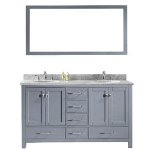 Virtu Caroline Avenue 60″ Grey Double Bathroom Vanity w/ White Top GD-50060 GD-50060-WMRO-GR