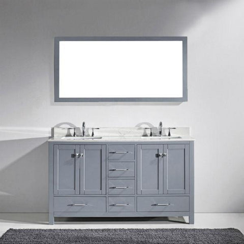 Virtu Caroline Avenue 60″ Grey Double Bathroom Vanity w/ White Top GD ...