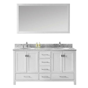 Virtu Caroline Avenue 60″ White Double Bathroom Vanity w/ White Top GD-50060 GD-50060-WMRO-WH