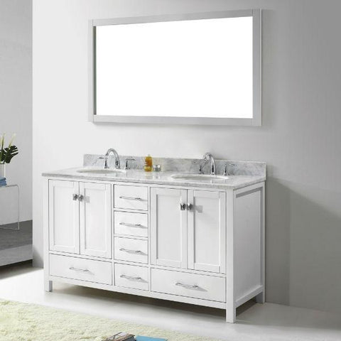 Image of Virtu Caroline Avenue 60″ White Double Bathroom Vanity w/ White Top GD-50060 GD-50060-WMRO-WH-NM