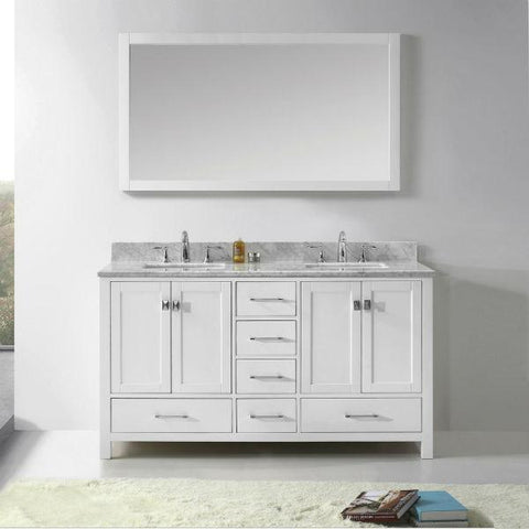 Image of Virtu Caroline Avenue 60″ White Double Bathroom Vanity w/ White Top GD-50060 GD-50060-WMRO-WH-NM