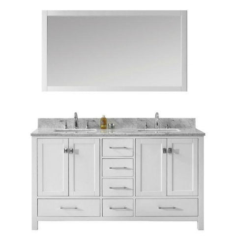 Image of Virtu Caroline Avenue 60″ White Double Bathroom Vanity w/ White Top GD-50060 GD-50060-WMSQ-WH