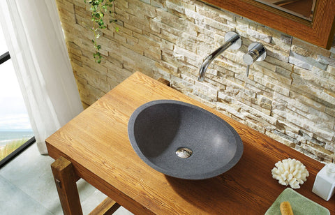 Image of Virtu USA Bia Natural Stone Bathroom Vessel Sink in G654 Granite VST-2071-BAS