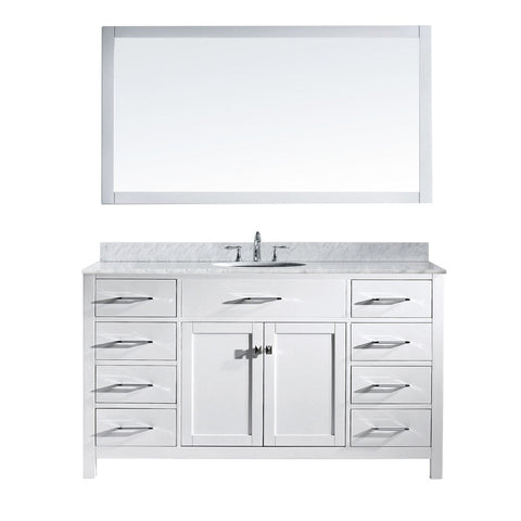 Image of Virtu USA Caroline 60" Single Bathroom Vanity MS-2060-WMRO-WH