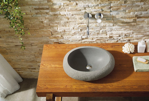 Image of Virtu USA Cora Natural Stone Bathroom Vessel Sink in Andesite Granite VST-2077-BAS