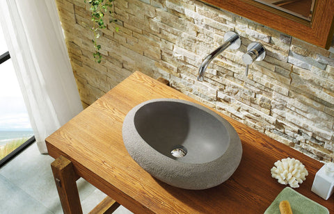 Image of Virtu USA Cora Natural Stone Bathroom Vessel Sink in Andesite Granite VST-2077-BAS
