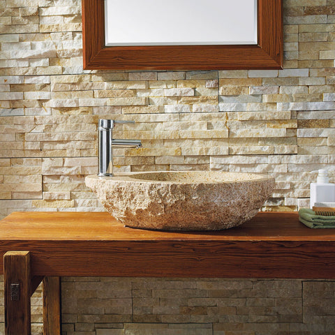 Virtu USA Elysia Natural Stone Bathroom Vessel Sink in G682 Granite VST-2075-BAS