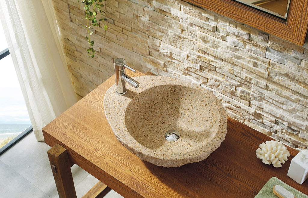 Virtu USA Elysia Natural Stone Bathroom Vessel Sink in G682 Granite VST-2075-BAS