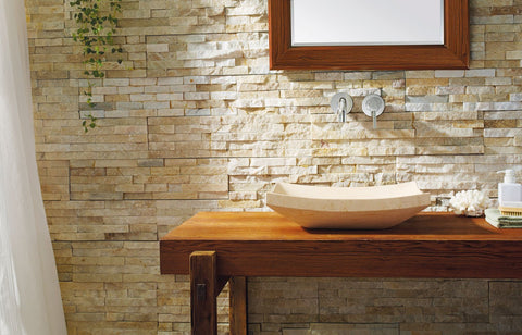 Image of Virtu USA Icarus Natural Stone Bathroom Vessel Sink in Sunny Yellow Marble VST-2013-BAS