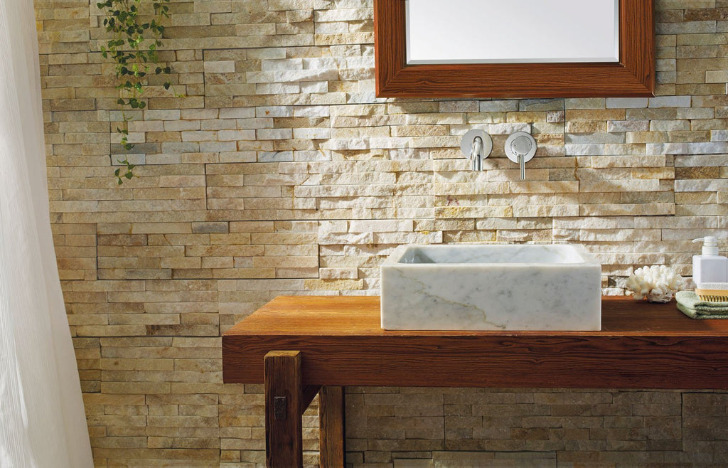 Virtu USA Mya Natural Stone Bathroom Vessel Sink in Bianco Carrara Marble VST-2011-BAS