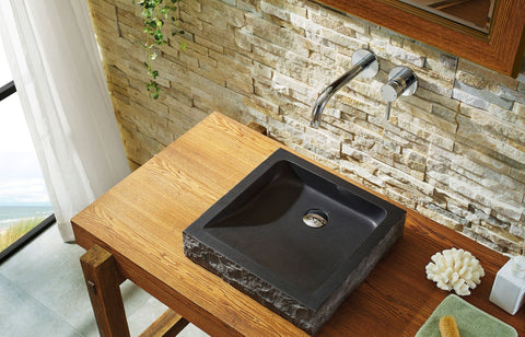 Image of Virtu USA Neril Natural Stone Bathroom Vessel Sink in Shanxi Black Granite VST-2019-BAS