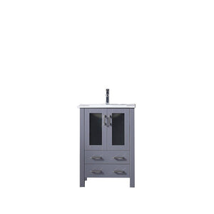 Volez 24" Dark Grey Single Vanity | Integrated Top | White Integrated Square Sink and no Mirror