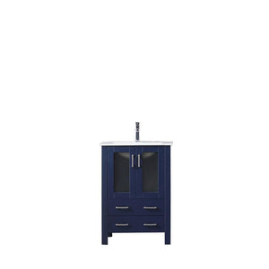 Volez 24" Navy Blue Single Vanity | Integrated Top | White Integrated Square Sink and no Mirror