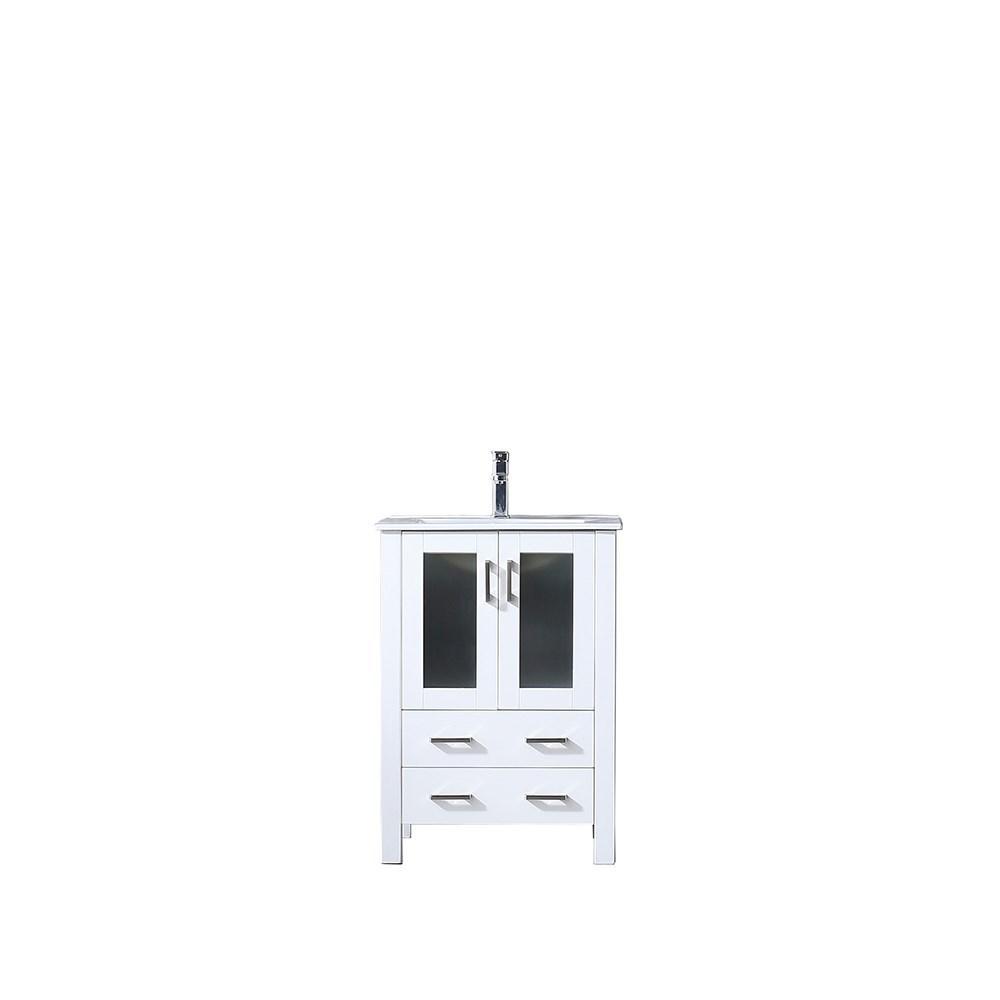Volez 24" White Single Vanity | Integrated Top | White Integrated Square Sink and no Mirror