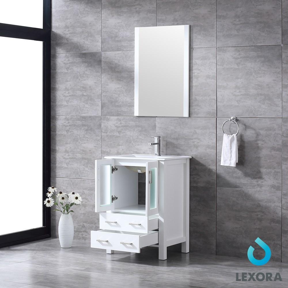Volez 24" White Single Vanity | Integrated Top | White Integrated Square Sink and 22" Mirror