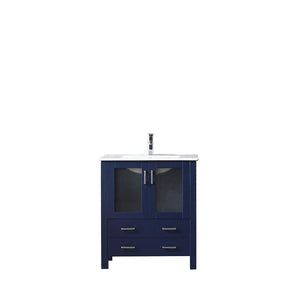 Volez 30" Navy Blue Single Vanity | Integrated Top | White Integrated Square Sink and no Mirror