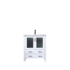 Volez 30" White Single Vanity | Integrated Top | White Integrated Square Sink and no Mirror