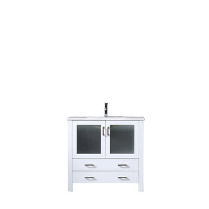 Volez 36" White Single Vanity | Integrated Top | White Integrated Square Sink and no Mirror